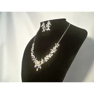 Silver rhinestone wedding necklace,bridal MOB formal evening prom party necklace